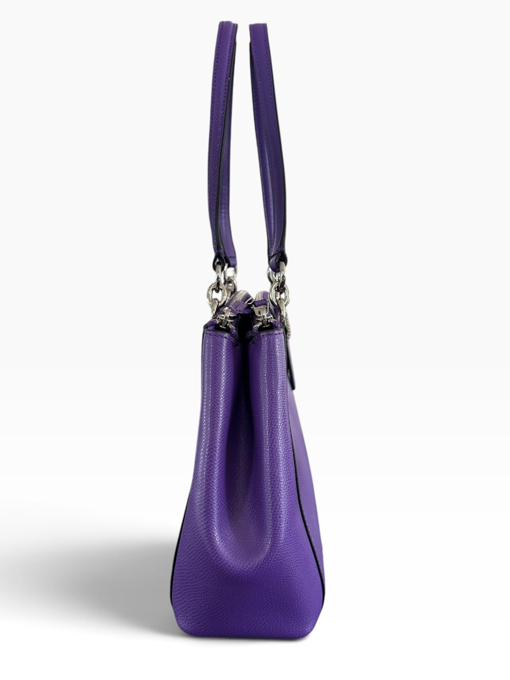 Coach Purple Crossgrain Leather Small Christie Carryall Satchel Bag. F36637 - Picture 7 of 16